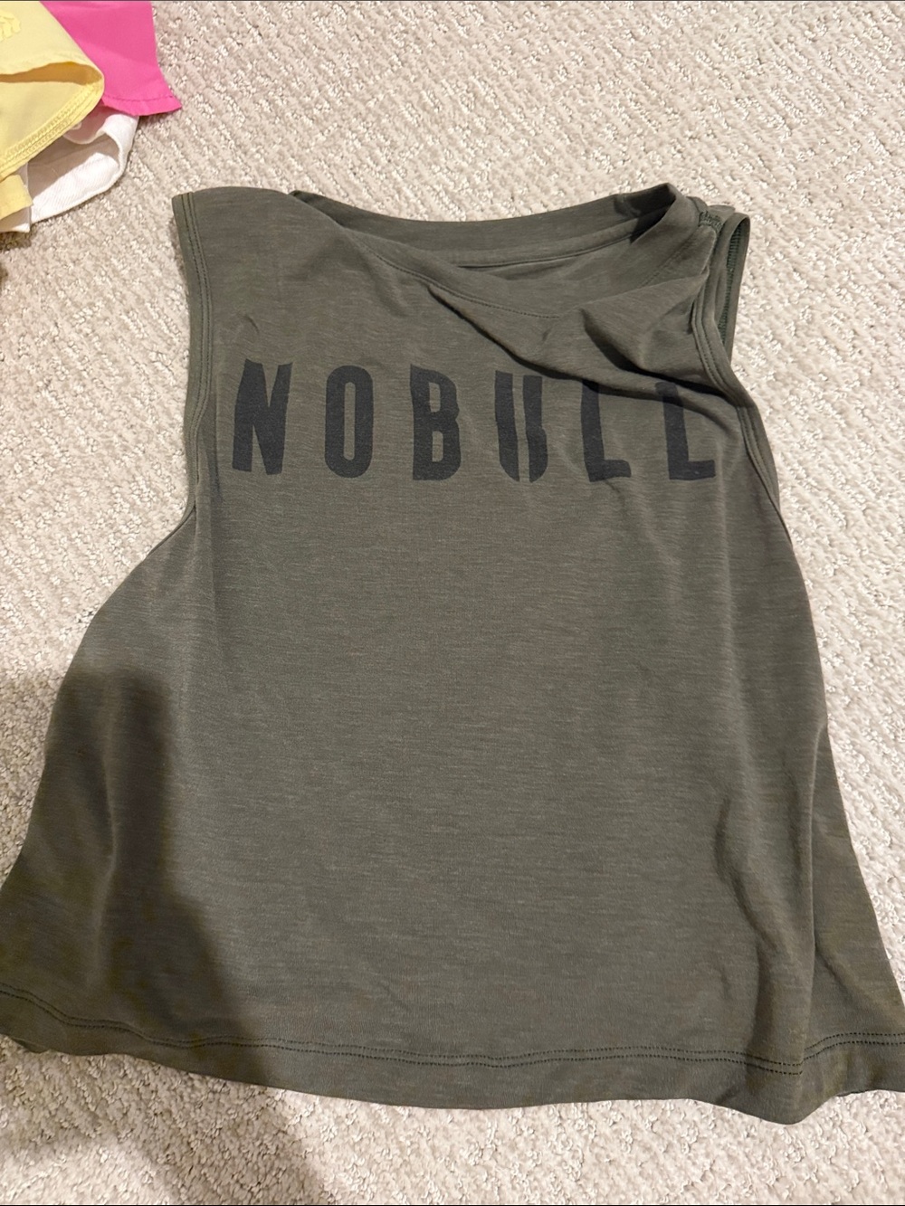 NOBULL Olive Green Women's Muscle Tee with Black Logo